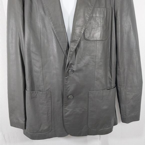 VINTAGE ADAM SPENCER! DOVE GRAY GENUINE LEATHER TAILORED DRESS JACKET! SZ 46R - Picture 5 of 10